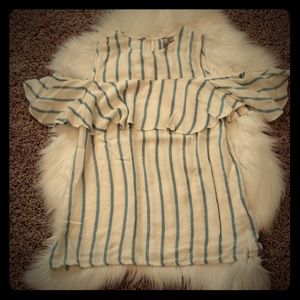 Ruffled Cold Shoulder Top